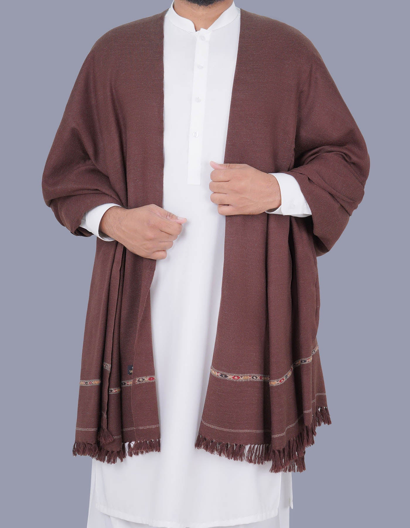 Chocolate Plain Angora Wool Shawl