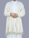 Classic Off-White Wool Blend Shawl for Men